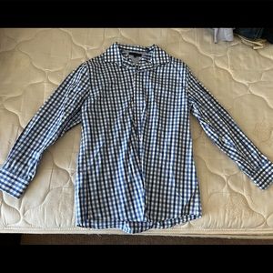 Tommy Hilfiger Blue Checkered Button Up for Men, 16 1/2, 32-33, NBW!!!!!